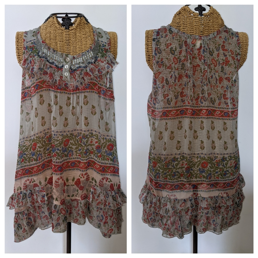 Solitaire Boho Free Flowing Tunic Top M